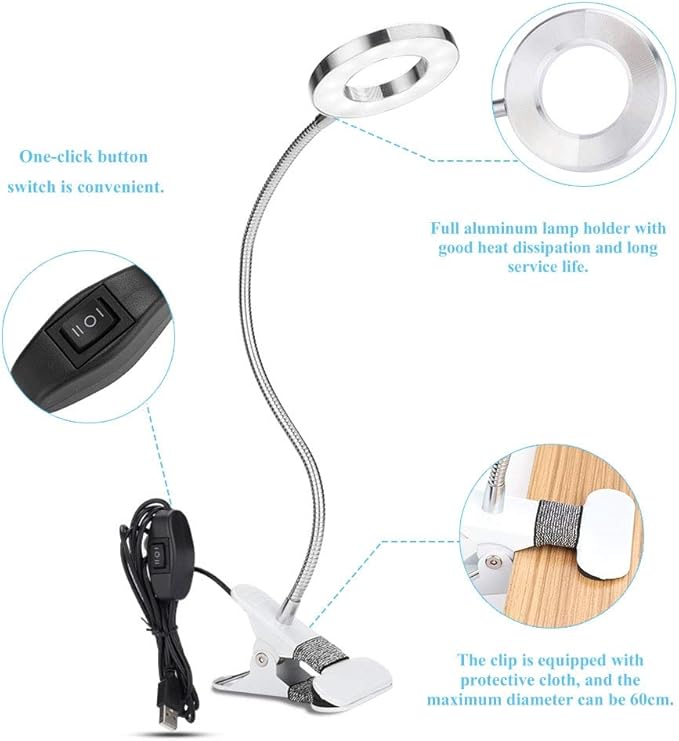 lamp,USB Circle Makeup Lamp Eyebrow Lip Beauty Salon Desktop Led Lights with Clip