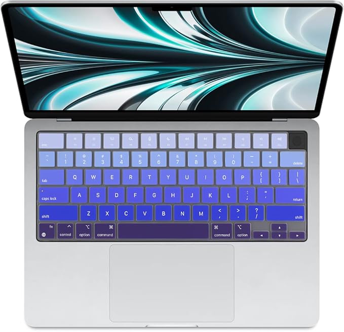 ProElife Keyboard Cover Skin for 2026-2022 MacBook Air 13.6 inch 15.3 inch M5 M4 M3 Chip A3449 A3240 U.S Enter TPU Protector for MacBook Air 13'' 15'' M5 M4 M3 2026 2025 2024 Accessory (Ombre Blue)