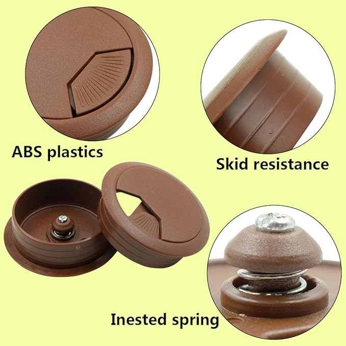Biaungdo Desk Grommet Plastic Wire Cable Organizer 2" x 2" Brown (5 Pack)