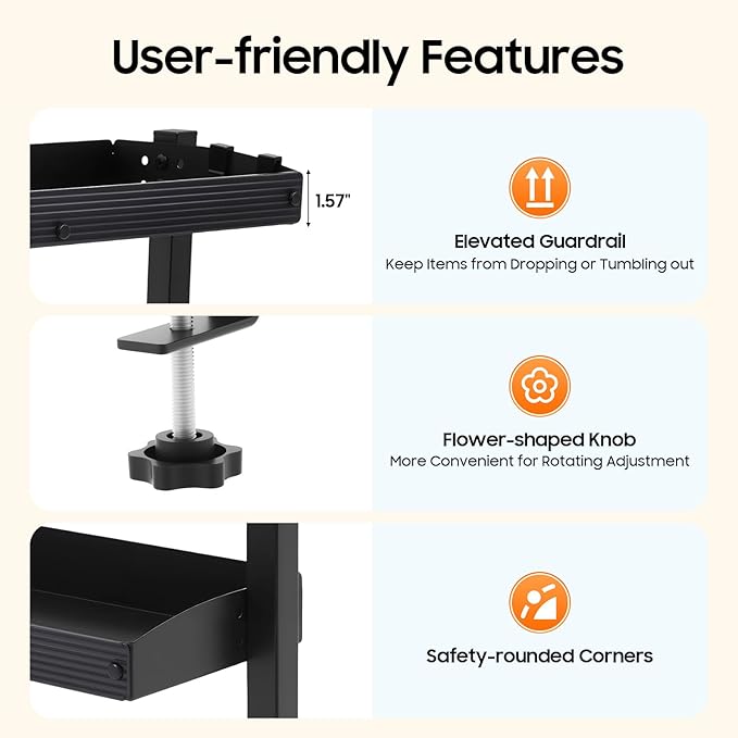 Clamp on Desk Shelf 2 Tier Office Desks Shelves Organizer Tabletop Book Storage Rack Plastic Desktop Supplies Storage Rack Office Supplies Desk Accessories