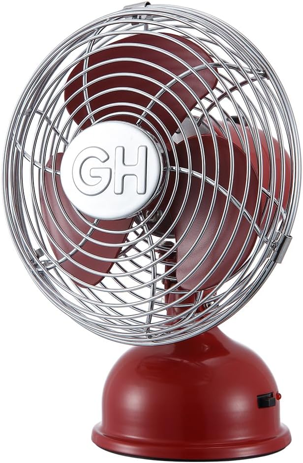 Good Housekeeping (92521) All-Metal USB-Powered 5" Oscillating Personal Fan (Crimson Red)