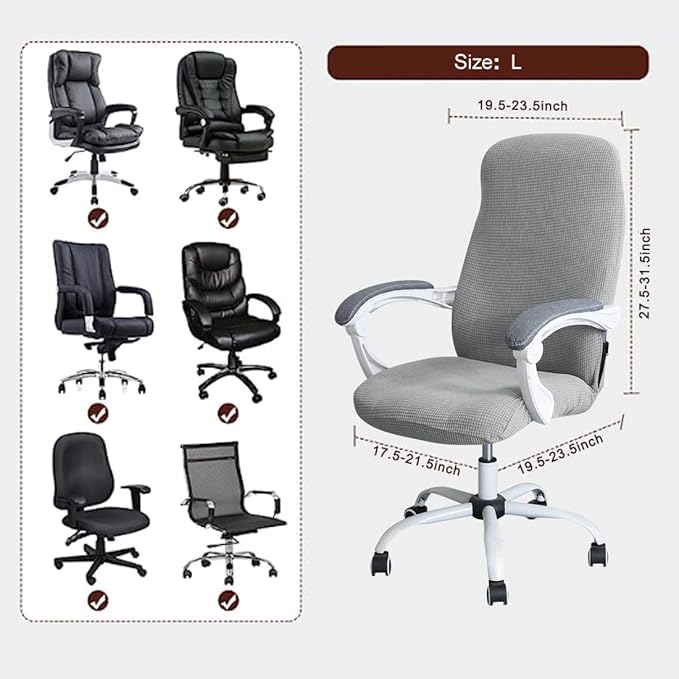 FORCHEER Large Office Chair Covers Stretchable XL Office Chair Cover, Big and Tall Computer Chair Covers (Large,Light Grey)