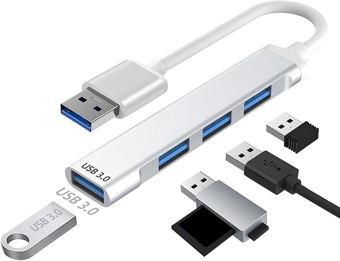 USB 3.0 Hub, 4-Port USB Hub USB Splitter USB Expander for Laptop, Xbox, Flash Drive, HDD, Console, Printer, Camera, Keyborad, Mouse and More
