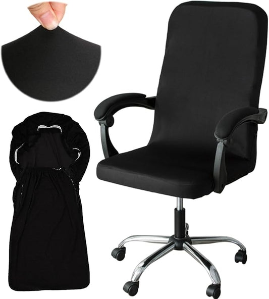 Office Chair Cover – Universal Stretch Office Chair seat Cover, Computer Chair Protector-Black (Black)