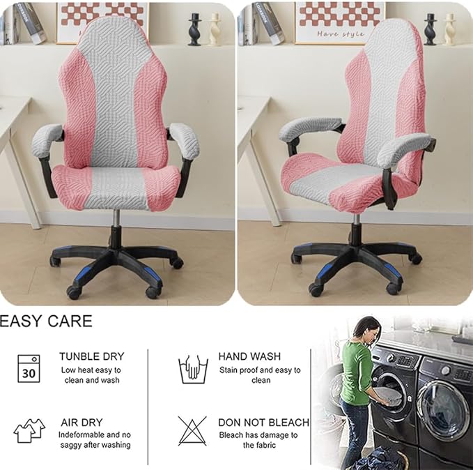 Gaming Chair Cover - Stretchable Machine Washable Fabric Computer Chair Seat Slipcovers Fits Most Office/PC Chairs & Racing Style Seats (NO Chair),Pink a