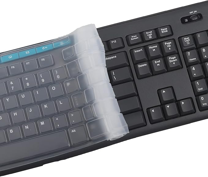 Keyboard Cover for Logitech MK370 MK295 MK275 MK270 Wireless Keyboard, Logitech K200 K260 K270 MK200 MK260 Keyboard Cover Skin Protector (NOT Fit Other Model Keyboards)-Clear