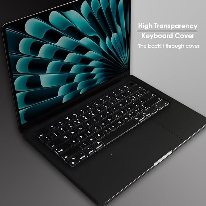 ProElife Keyboard Cover Skin for 2025-2022 MacBook Air 13.6 inch 15.3 inch M4 M3 M2 Chip U.S Enter TPU Protector for MacBook Air 13'' 15'' M4 M3 M2 2025 2024 2023 2022 Accessory (Transparent)