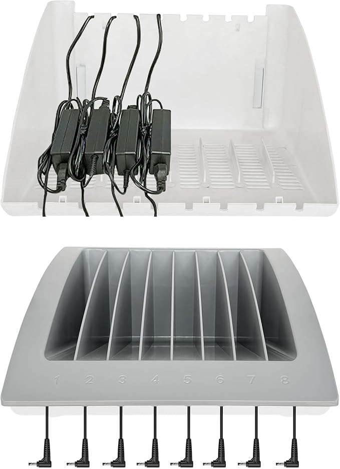 6-Pack | 8-Device Laptop & Tablet Charging Station for Multiple Laptops - Chromebook Organizer for Classroom & Office - Fits up to 17'' Screensize and 1.375'' Thick