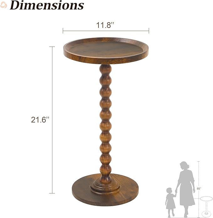 AWASEN Small Side Table, Round End Table for Small Spaces, Round Drink Accent Table Nightstand for Bedroom, Living Room, Corners, Office, Rustic Brown