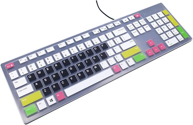 Keyboard Skin Compatible for Dell KM636 KB216 Keyboard, Dell Optiplex 5250 3050 3240 5460 7450 7050, Dell Inspiron AIO 3475 3670 3477, Dell Inspiron 27 7000 7700 7790 All-in-One Keyboard -Black &White