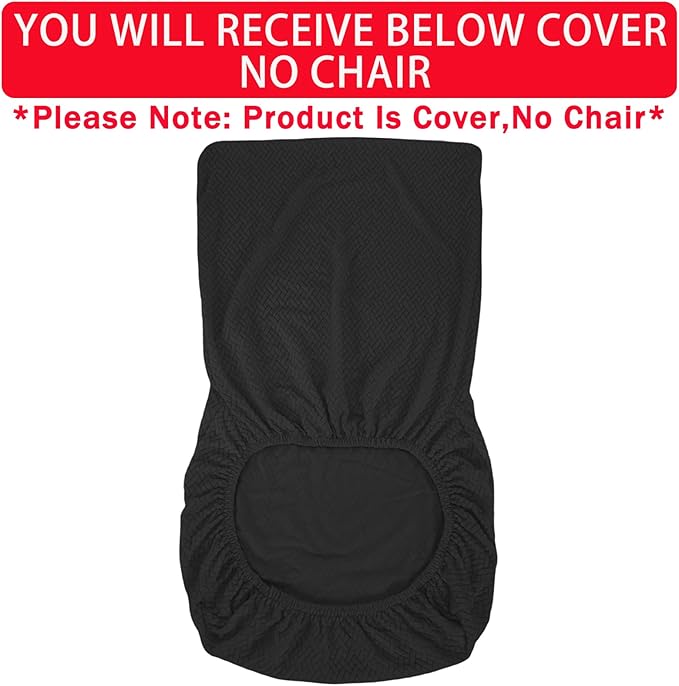 Vanity Chair Cover Criss Cross Chair Cover Waterproof and Elastic Armless Chair Slipcover Armless Chair Covers Office Chair Covers (Black,Just The Cover,No Chair)