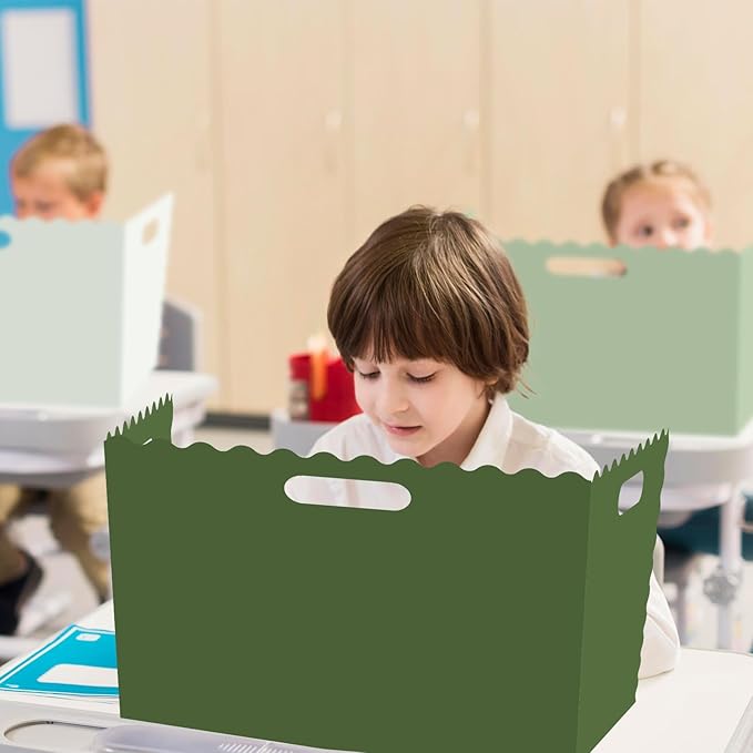 FYSUIMU 24 Pcs Student Desk Privacy Boards Gradient Sage Green Classroom Desk Divider Shield Privacy Panel Folders Screen Partition for School Teacher Student Test Supplies