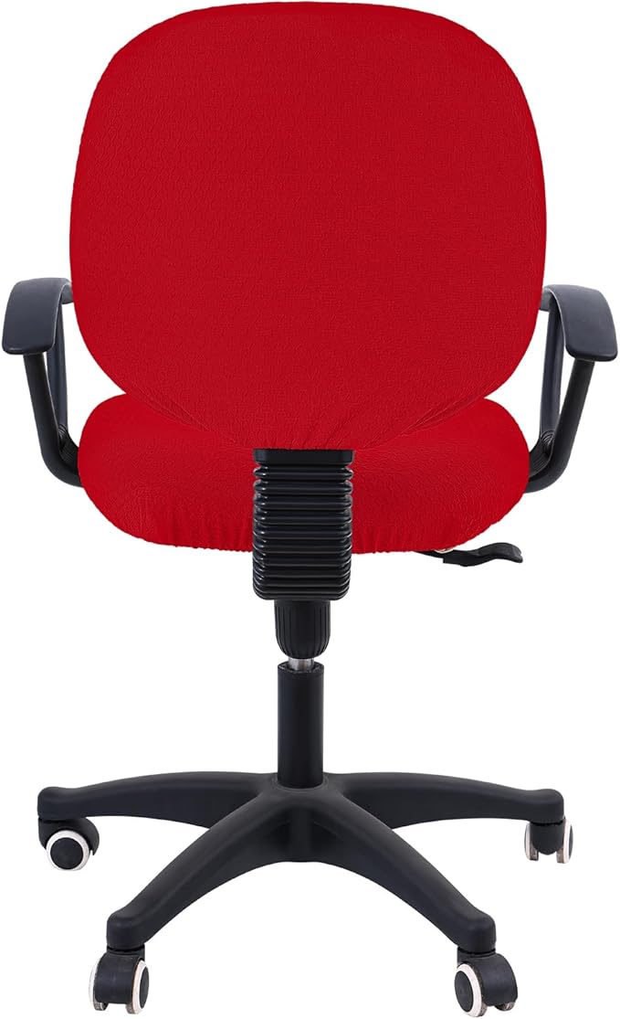 Smiry Stretch Jacquard Office Computer Chair Covers, Removable Washable Universal Desk Rotating Chair Slipcovers Protector, Seat + Backrest Cover, Red