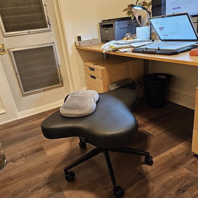 H&A Cross-Legged kneeing Chair for Office or Home, Meditation Seat for Reducing Back Pain, Ergonomic Posture Corrective Seat with Height Adjustable (Black), 26.5 inch x 23.5 inch