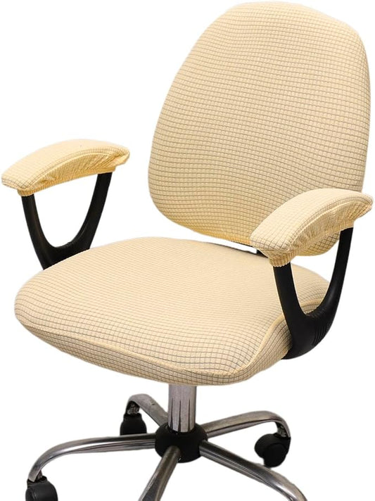 Melaluxe Office Chair Cover with Armrest Covers， Universal Stretch Desk Chair Cover, Computer Chair Slipcovers - Beige