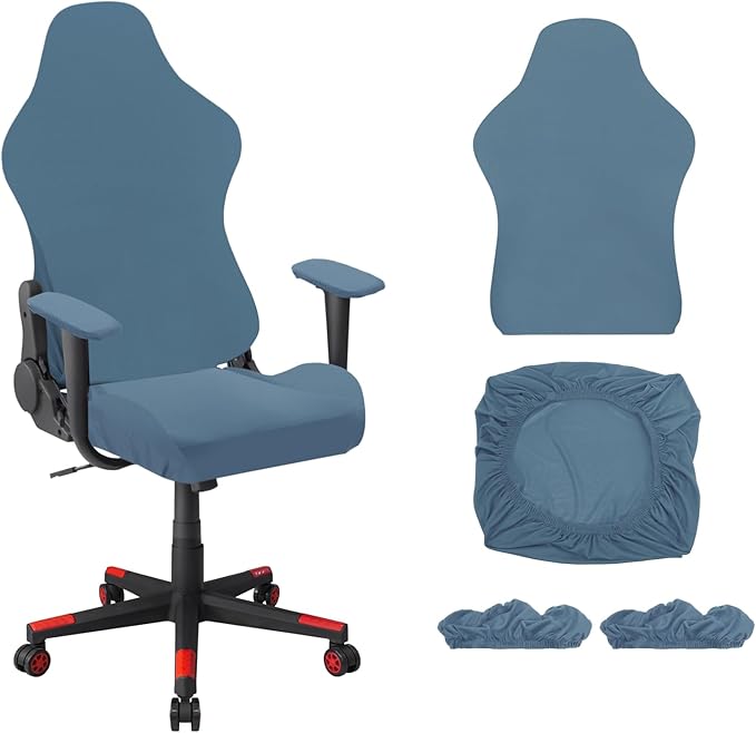 uxcell Gaming Chair Covers, Stretchable Office Computer Chair Slipcover with Armrest Covers, Elastic Seat Protector for Office Reclining Racing Game Chair, Light Gray
