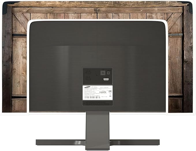 Retro Wooden Gate Waterproof 45,46,47,48 Inch Screen TV Cover Anti-Static Dustproof Protective Cover Old Barn Door Television Covers for Desktop TVs Hanging TV Protector LCD LED PC
