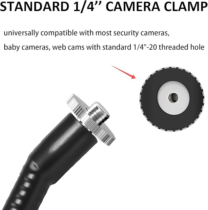 Clamp Mount for Arlo Pro 5S/Pro 4/Pro 3/Pro 2/Essential/eufy/AOSU/Reolink Camera and More 1/4'' Screw Camera (Black, 1 Pack)