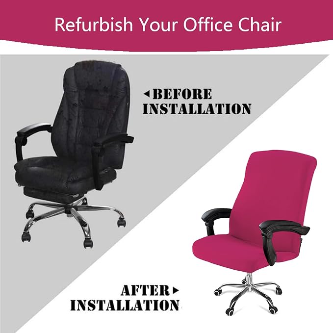 Office Chair Cover,Removable Desk Chair Cover with Zipper,Stretch Anti-dust Universal Rotating Office Seat Slipcover,Washable High Back Computer Seat Protector for Pets (Red, Large)