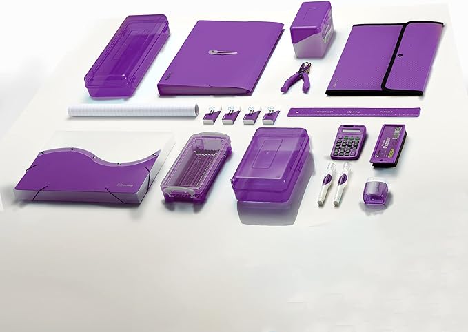 Enday Square Flap Plastic File Holder, Purple, A4 Letter Size, Reusable, Snap Closure, 13" x 9.4"
