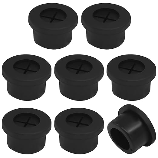 8 Pcs 5/8 Inch (16mm) Cable Grommet, Flexible Rubber Wire Hole Cover Pass Through for Office Computer Desk, Cabinet & Furniture Wire Organizer, Black