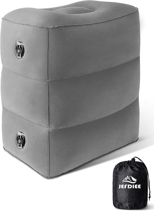 Inflatable Foot Rest Pillow, Kids Airplane Bed, Adjustable 3 Layers Height Leg Rest Pillow, Airplane Travel Essentials Great for Office, Home, Trains, Cars