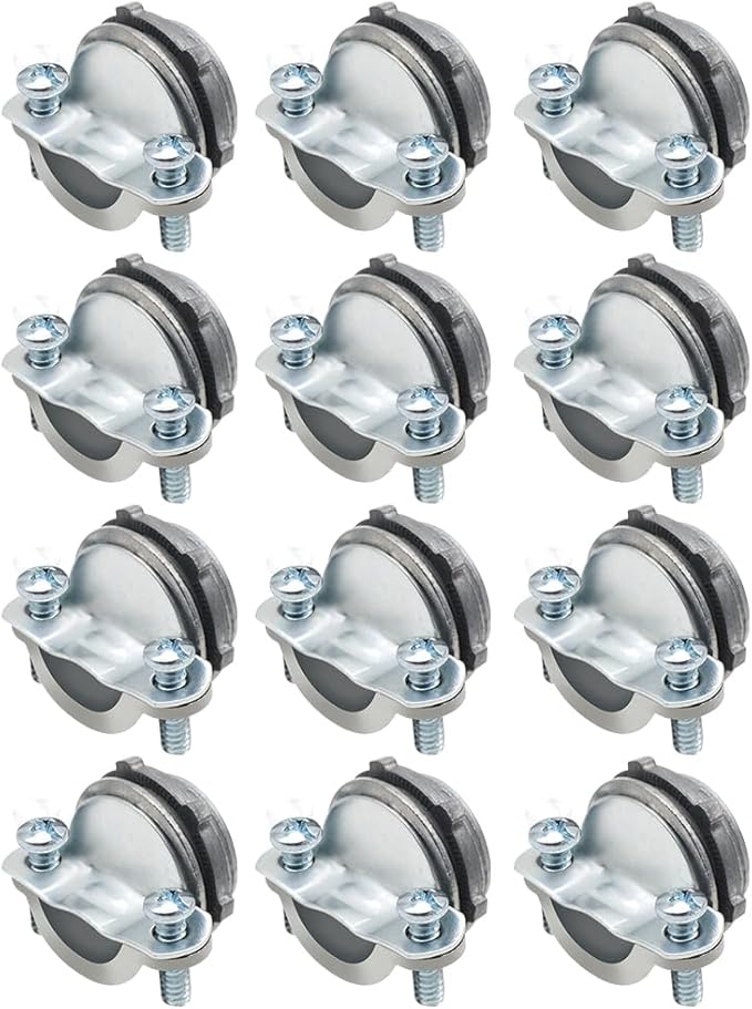 MAKERELE 12-Pack 3/4 Inch Clamp Type Connectors - UL Listed - Zinc Die-cast Construction - Versatile for NM and SE Cable Installations in Metallic Conduit