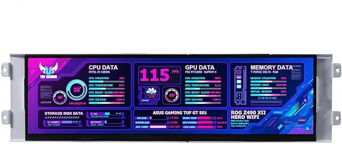 VSDISPLAY 12.7 Inch 2K Bar LCD Screen Monitor 2880x864 IPS DIY for D41 Computer PC Case Building CPU/GPU Monitoring Secondary Display,with USB-C DP Input