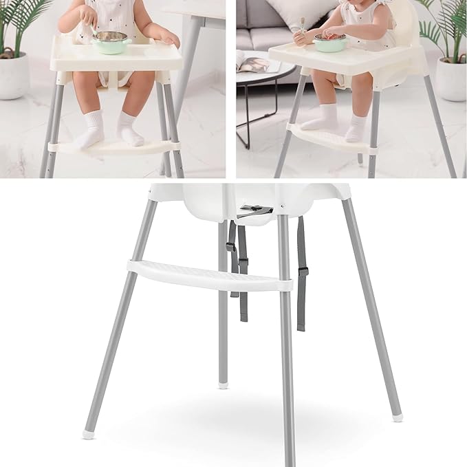 Generic High Chair Foot Rest, Adjustable, Polypropylene (PP), Non-Slip, Compatible with IKEA Antilop HighChair (White)
