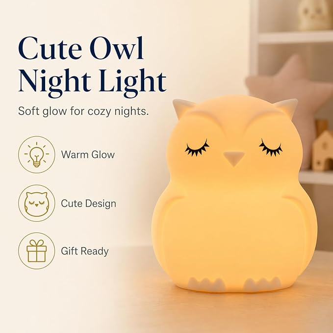 Baby Night Light for Car Seat- Dimming Function 9 Colors Changing Eye Caring Portable Rechargeable & Timing Bedside Lamp Light Up Toddler Bed Room Travel Essentials Squishy Silicone Infant BPA Free