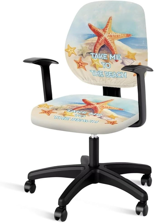 GLENLCWE Beach Starfish Office Chair Cover Seat Covers Independence Day Stretchable Universal Computer Chair Covers Rotating Chair Slipcover for Family Friends