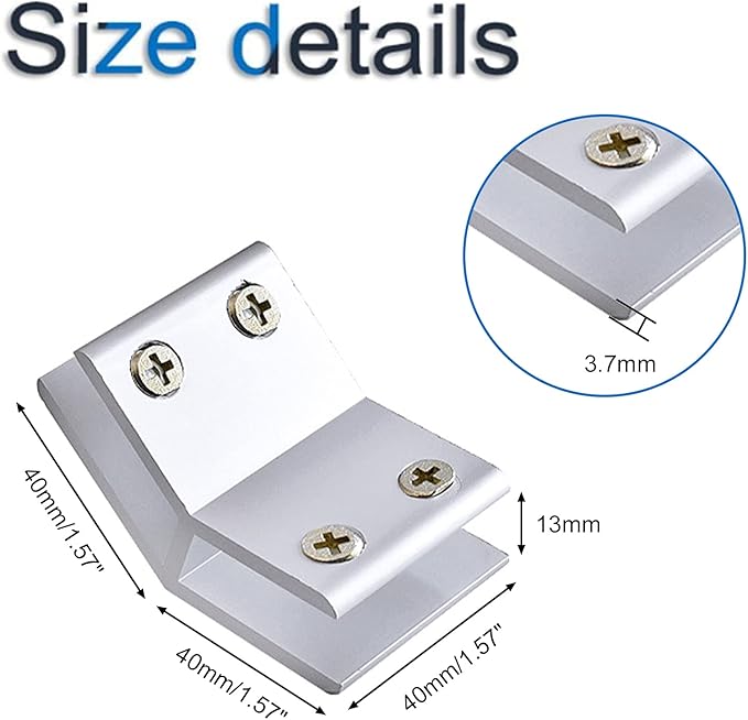 INCREWAY Glass Clamp, 2 Pack Adjustable Double Side Aluminum Alloy Shelf Support Bracket, Clip Clamp Holder for 10-12mm Thickness, 135 Degrees