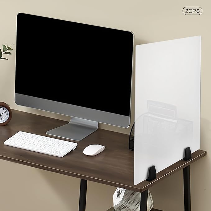 Desk Divider,2 PCS Desk Privacy Panel and Privacy Shields Frosted Acrylic Clamp-on Desk Partition for Office,School,Reception,24” W x 18”H