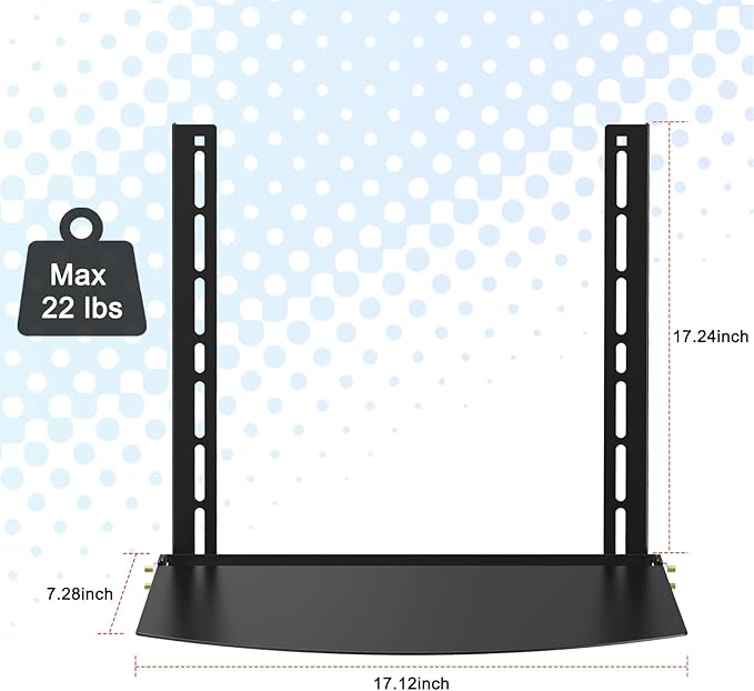 TV Wall Mount Shelf - Provides Storage Space for Set-top Boxes, DVD Players, Game Consoles, and Other Small Accessories. Sturdy Construction Supports 22 lbs