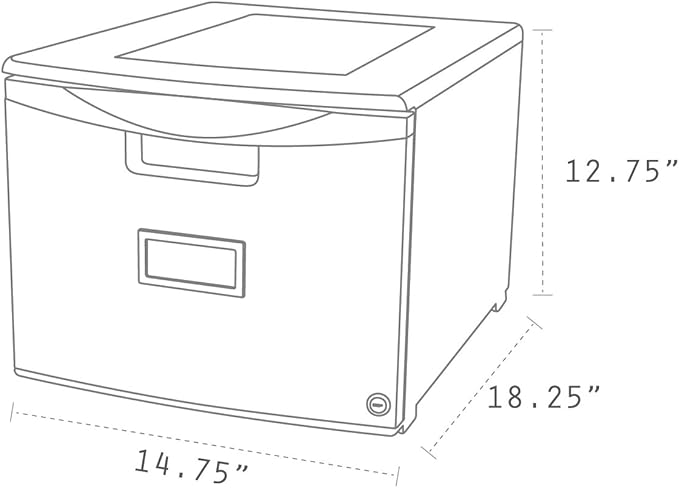 Storex Plastic One-Drawer File Cabinet – Locking Document Organizer for Home and Office, Gray, 2-Pack (61261A02C)