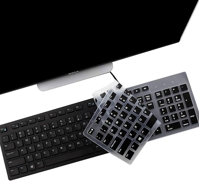 i-Tensodo 2PCS Keyboard Cover for Dell KB216 KB216p KB216d KM636 Keyboard/Dell Optiplex 5250 3050 3240 5460 7450 7050 /Dell Inspiron AIO 3475 3670 3477 7700 Desktop Keyboard