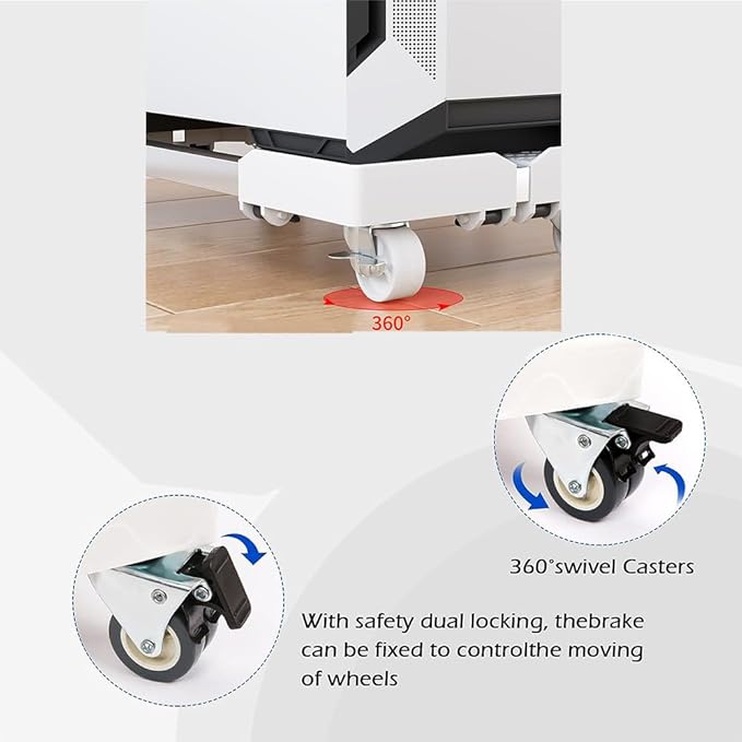 Mobile CPU Stand, Adjustable PC Tower Stand, Computer Tower Stand With 4 Locking Caster Wheels Fits Most PC(White)