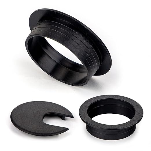 10 Pack Round Plastic Desk Grommets, Black Wire Organizer Caps, PC Computer Port Cable Hole Cover Plug Bushings, Perfect for Office Desk, TV Stands, Tabletops (45 mm / 1-3/4 inch)
