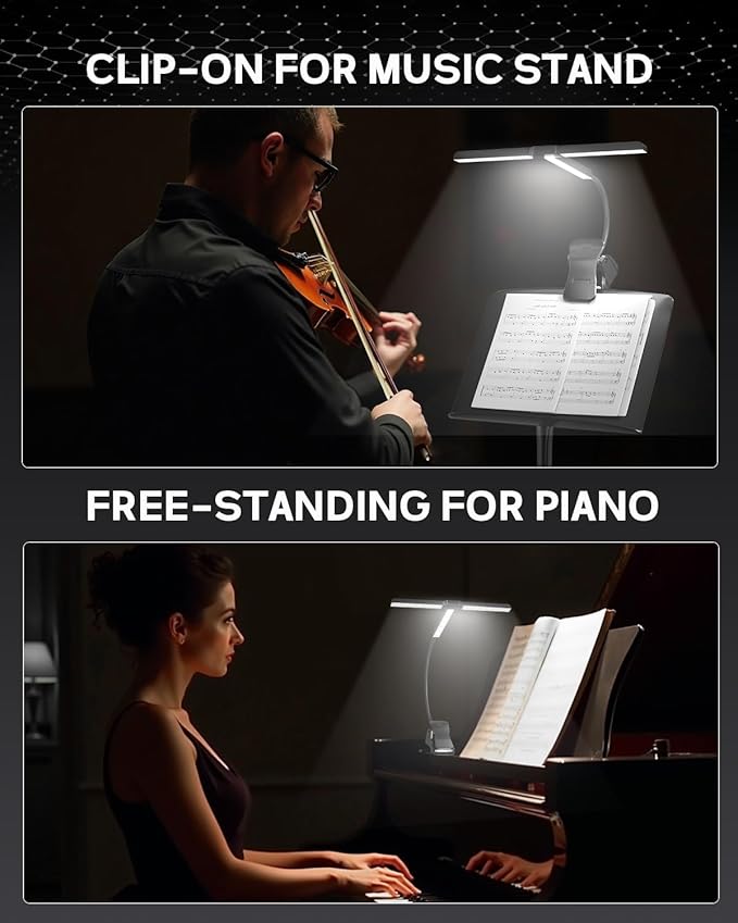 T-Shape Clip On Lamp Rechargeable Music Stand Light, 57 LEDs Painting Light 4 Colors x 3 Brightness, for Sheet Music, Easel, Bed Headboard, Desk, Shelf, Piano