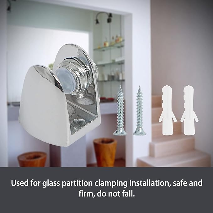 Aopin Glass Shelf Bracket Glass Clamp Bracket Glass Shelf Holders Support Glass Clamp Bracket Shelf Clip Clamp, Suitable for 8-10 mm / 0.3-0.39 inch Thick Glass Screen Clip Holder 10 PCS (Silver)