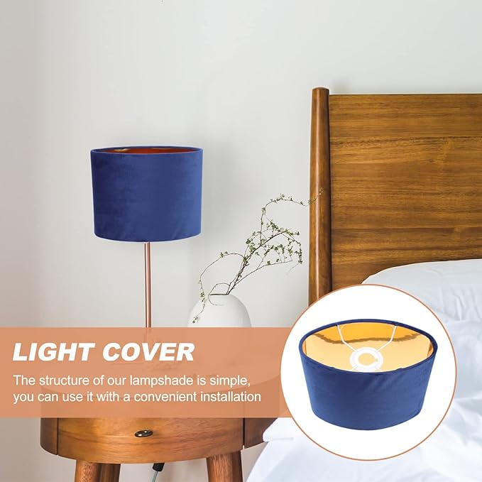 KALLORY Oval Lampshade 9X7X5 Inch Velvet Fabric with Gold Interior Clip-on Lamp Cover for Table Floor Wall Lamps Multipurpose Light Shade