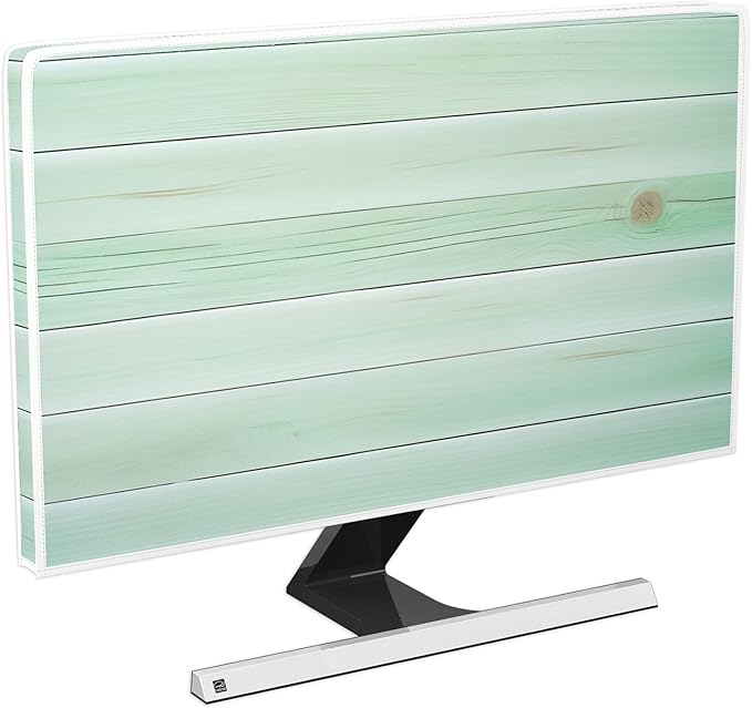 Baocicco Waterproof Television Covers 65 Inch Anti-Static Anti-Static Dust-Proof Protective Sleeve Compatible with Flat Screen TV Decorations，Mint Green Wooden Board Design