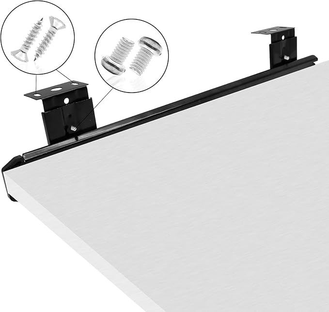 Bonsicoky 2Pcs 14 Inch Keyboard Slide, Heavy Duty Ball Bearing Slides, Computer Keyboard Drawer Tray Accessories, Cabinet Furniture Rails Rack, Black