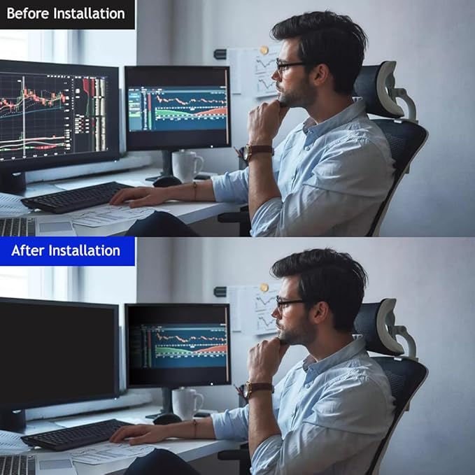 23.8 Inch - 16:9 Aspect Ratio - Computer Privacy Screen Filter for Widescreen Monitor - Anti-Glare - Anti-Scratch Protector Film - Protects Your Eyes from Harmful Glare and Blue Light
