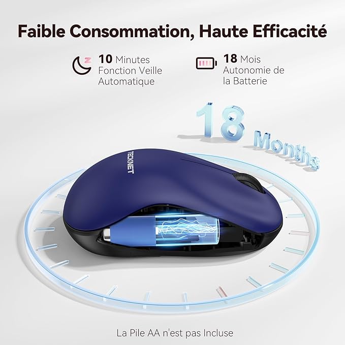 TECKNET Wireless Mouse for Laptop, 2.4G Silent Computer Mouse Quiet Click with 5 DPI Levels,Contoured Grip,Small Portable 30 Months Battery Cordless Mice for PC, Chromebook, Mac