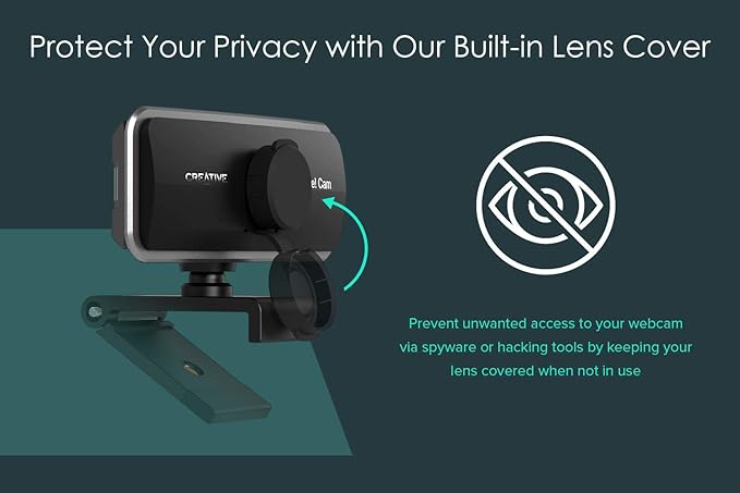 Creative Live! Cam Sync 1080p Full HD Wide-Angle USB Webcam with Dual Built-in Mic, Privacy Lens Cap, Universal Tripod Mount, High-res Video Calling, Recording, and Streaming Camera for PC or Mac