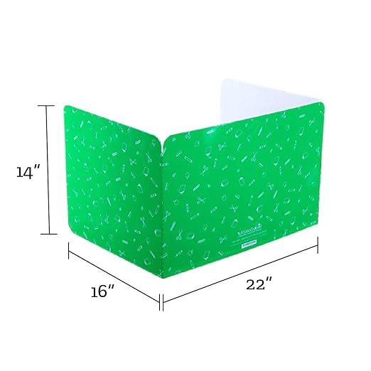 Really Good Stuff Large Privacy Shields Set of 12, Green, Glossy Finish - Distraction-Free Learning - Desk Dividers for Students, Testing Folders, Cardboard Panels, Classroom Essentials