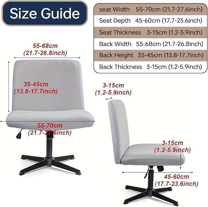 Armless Chair Slipcover Stretch Criss Cross Chair Cover, Mid Back Wide Seat Accent Chair Covers,Modern Vanity Chair Cover for Office Desk (Blue Flower)
