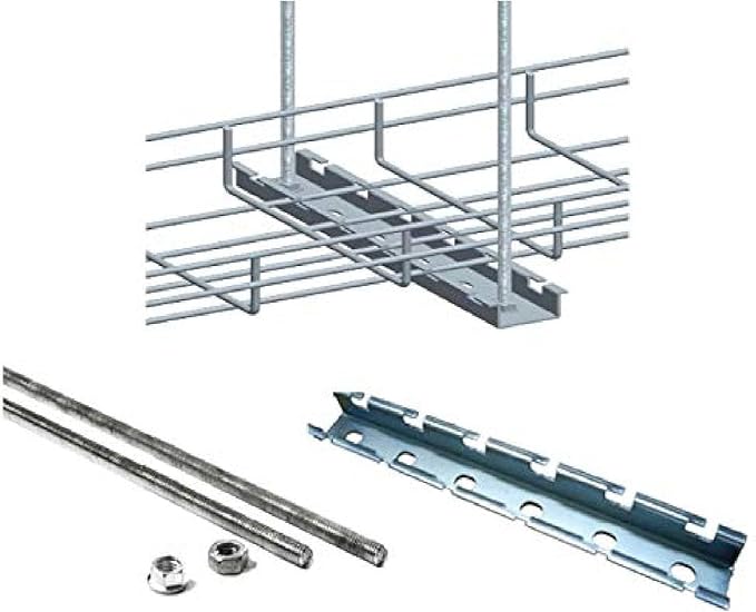Kable Kontrol Ceiling Hanger Kits – 6” Width - Wire Mesh Tray Cable Management Rack Cords Organizer Cable Basket, Zinc Plated Steel NEC Approved for Network, Fiber Optic, Cabling Accessory