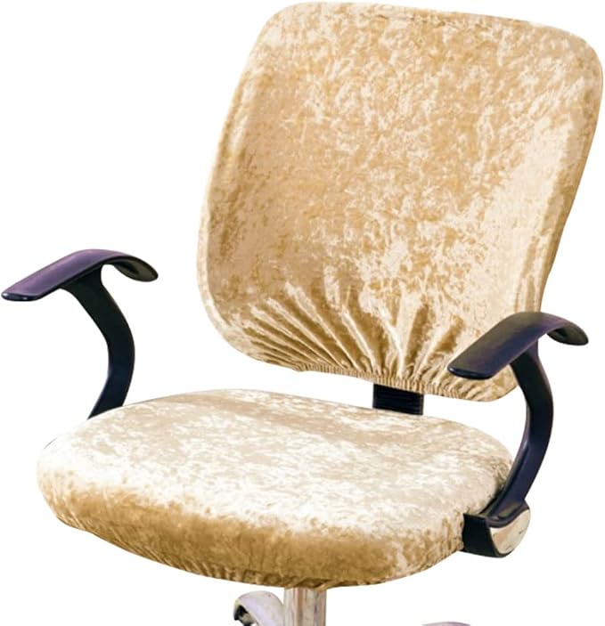 VIOKKO Stretch Spandex Velvet Computer Office Chair Covers, Removable Washable Universal Chair Slipcovers for Hotel Home Bar Wedding Party Decor (Chair Seat Cover + Backrest Cover)